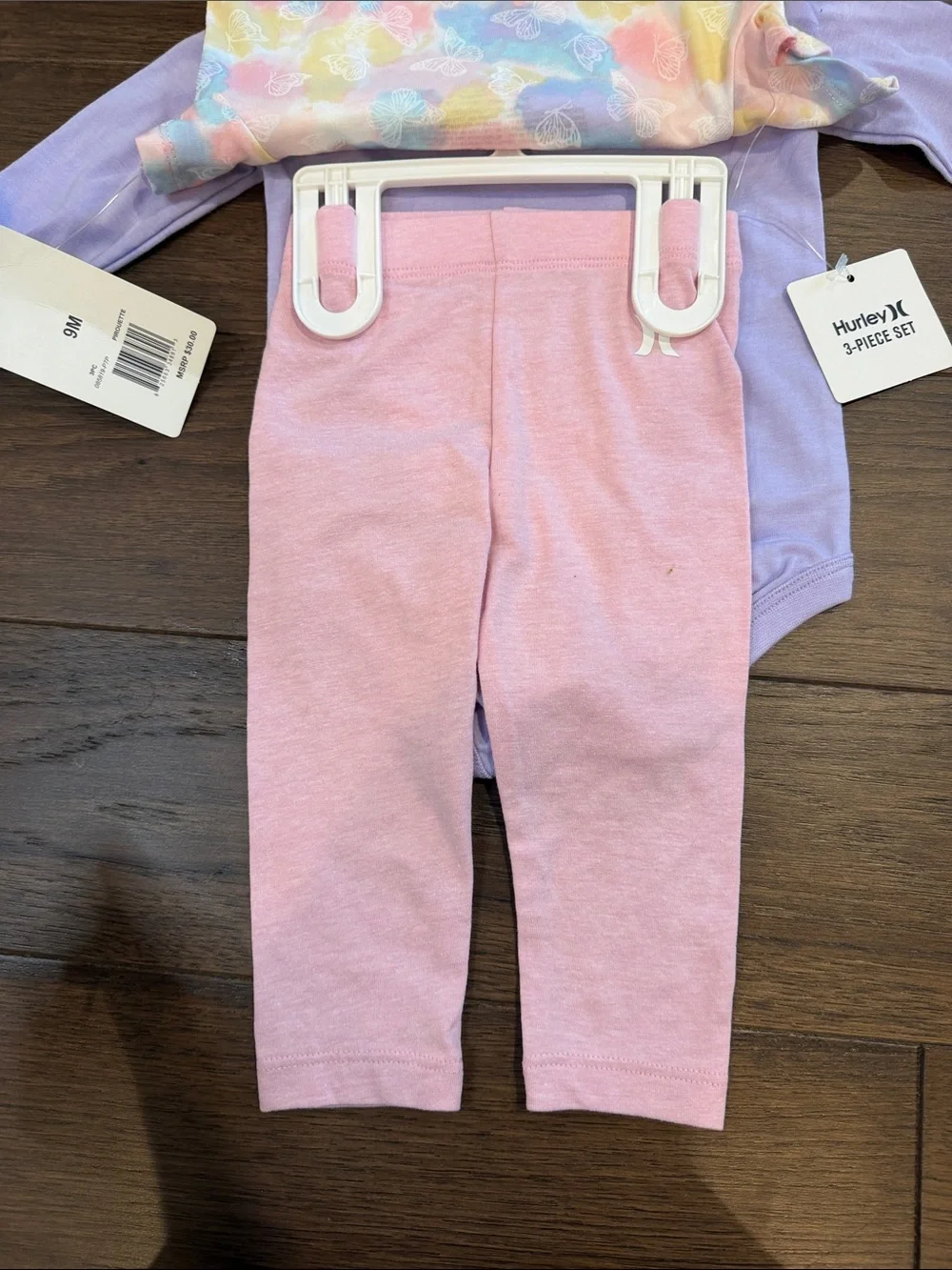 Hurley Baby Girls 3 Butterfly Print Piece Set Size 9 Month - NWT - C8-125